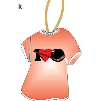 I Love Hockey T-Shirt Promotional Ornament w/ Black Back (4 Square Inch)