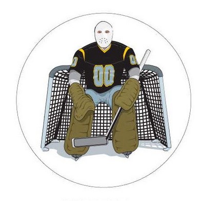 Hockey Goalie Round Badge w/ Bar Pin (2 1/2" Diameter)