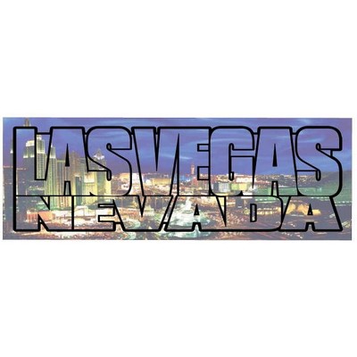 Las Vegas City Scape Panoramic Badge w/ Bar Pin (2 1/2"x3 1/2")