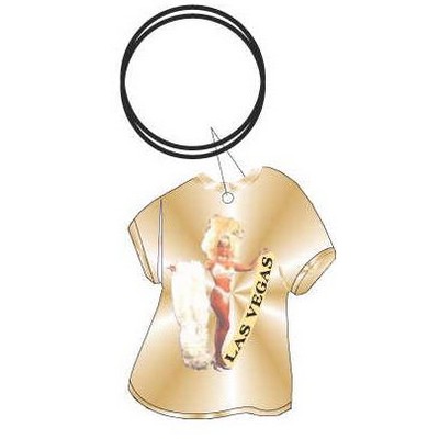 LV Showgirl in Yellow T-Shirt Key Chain w/Clear Mirrored Back (4 Square Inch)