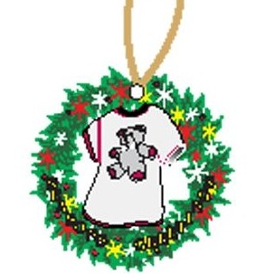 Teddy Bear T-Shirt Promotional Wreath Ornament w/ Black Back (4 Square Inch)