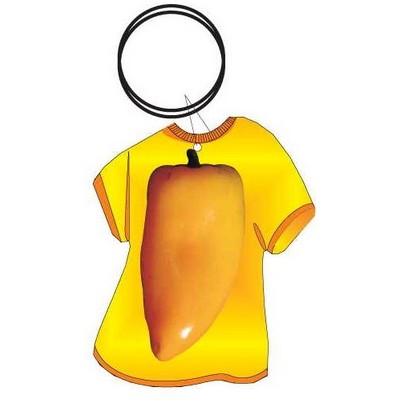 Yellow Chili Pepper Executive T Shirt Keychain w/Mirror Back (4 Square Inch)