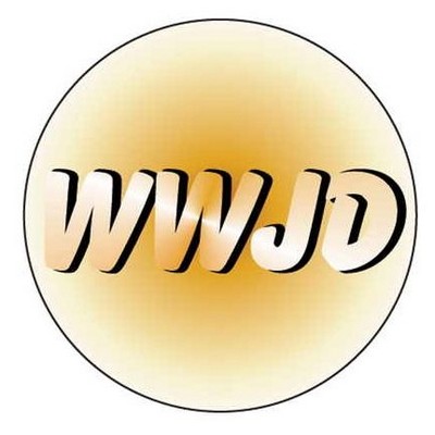 WWJD Round Badge w/ Bar Pin (2 1/2" Diameter)