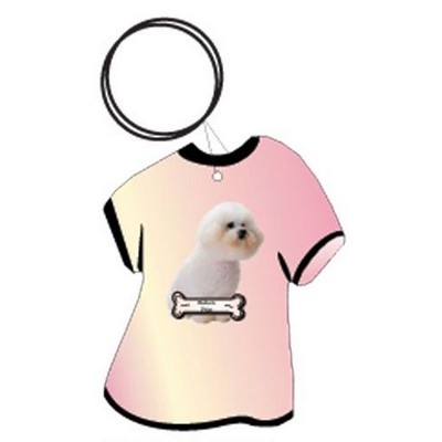 Bichon Frise Dog T Shirt Keychain w/Mirrored Back (4 Square Inch)