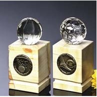 5.5" Teak Genuine Marble Sports Ball Book Ends