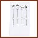 3" Stainless Steel Cocktail Pick W/ 3/4" Topper (Set of 4)