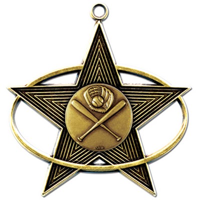 Stock All-Star 3" Medal- Baseball General