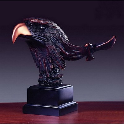 Dark Copper Finish Eagle Head Trophy w/Outstretched Feather (12"x10")