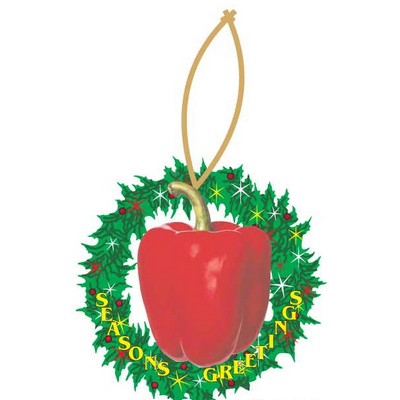 Bell Pepper Promotional Wreath Ornament w/ Black Back (2 Square Inch)