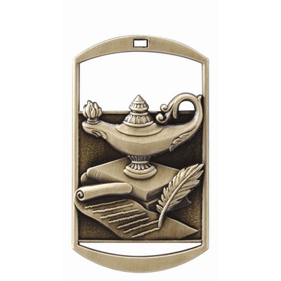 Dog Tag Medal, "Lamp of Knowledge" - 2"