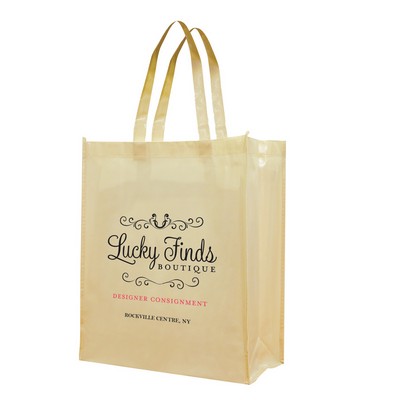 Laminated Tote Bag with Patent Finish - 12 3/4"x15 3/4"x4 3/4"