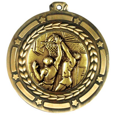 Stock Star Struck Medal (Basketball Male) 3 1/2"