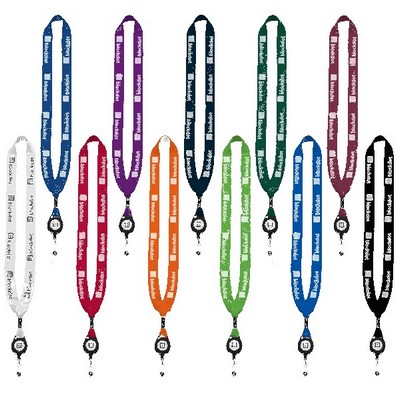 3/4" Cotton Lanyard with Metal Crimp & Retractable Badge Reel