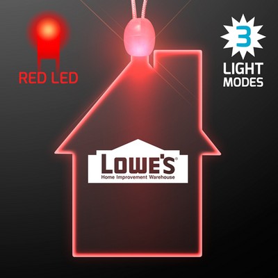 Imprinted House Light Up Necklace with Red LED - PRINTED