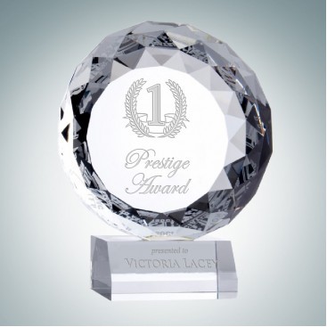 Victory Circle Optical Crystal Award Plaque (Medium)