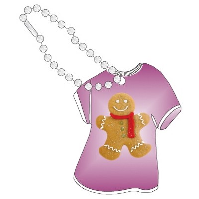 Gingerbread Man Promotional T-Shirt Key Chain w/ Black Back (3 Square Inch)