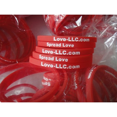 1/4" (6mm) Wide Debossed Silicone Wristband w/ Color Fill