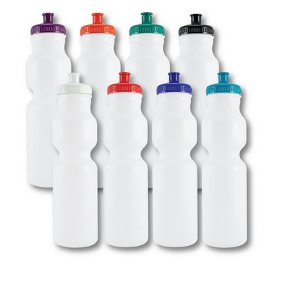 28 Oz. White Bike Bottle w/Color Lid