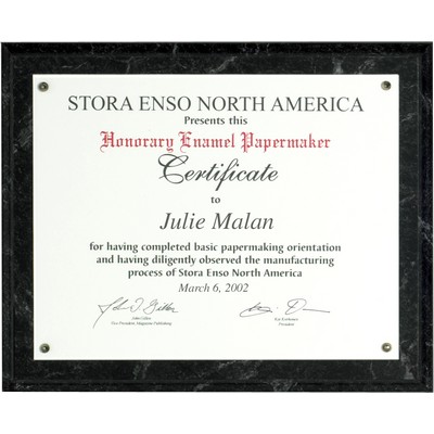 Marbled Black Award Plaque-Certificate Presenter Kit-6x8" Doc