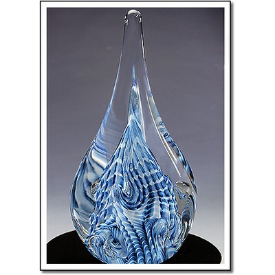 Ice Dragon Art Glass Sculpture w/ Marble Base (3.5"x9.75")