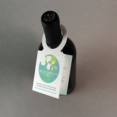 Double-Sided Seed Paper Wine Bottle Tag With Fold