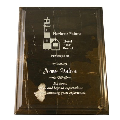 Chocolate Brown Marble Plaque with Fancy Beveled Edges (8"x¾"x10")