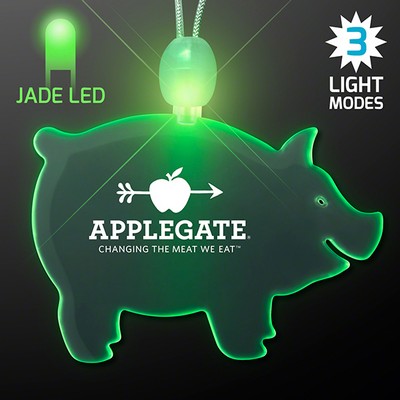 Acrylic Pig Shape Necklace with Green LED - PRINTED