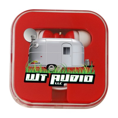 Colorful Ear Buds with Matching Square Case