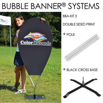 Bubble Banner® - Oval Shaped - Double sided print + Frame + Black Cross base