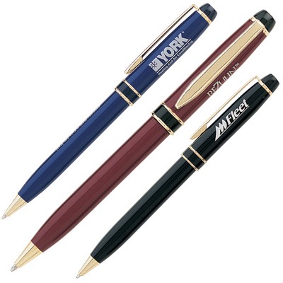 Aluminum Twist Action Ballpoint Pen w/ Metallic Colored Barrel