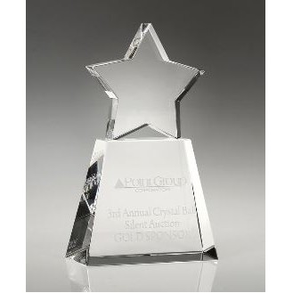 Small Clear Optical Crystal Star on Clear Base