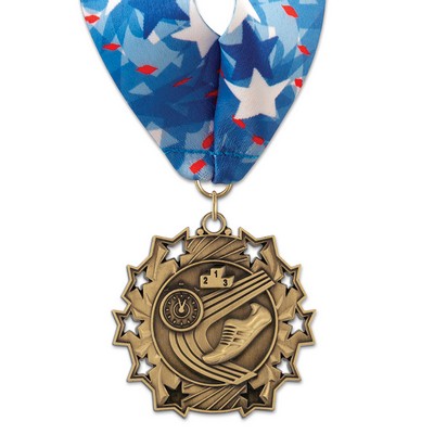 Track TS Medal w/Stock Millennium Neck Ribbon (2¼")