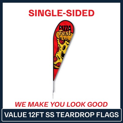 Value 12' Teardrop Flag - Single Sided w/Spike Base