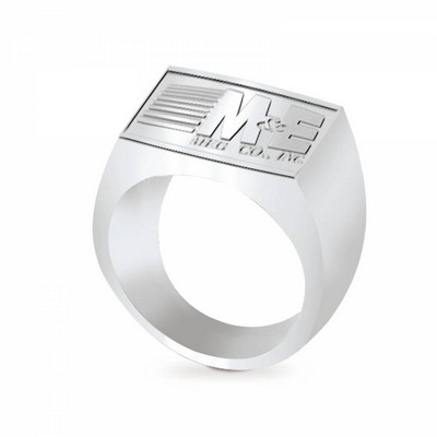 Stock Rectangular Men's Sterling Silver Ring