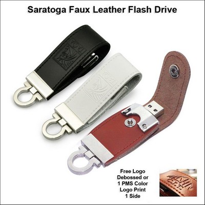 Saratoga Faux Leather Flash Drive - 512 MB Memory