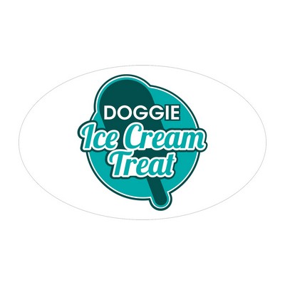 Oval Sticker | 2 1/2" x 4"| White Vinyl | Ultra Removable Adh Back | Screen