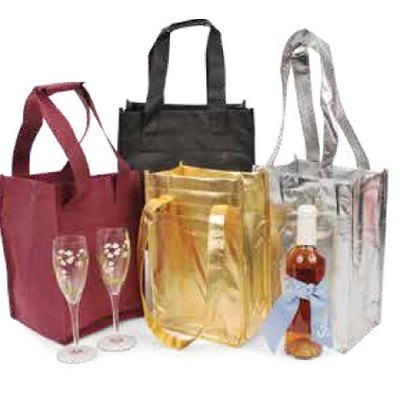 PP Non-Woven Wine Bottle Tote (7" x 7" x 11")