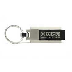 512 MB Powdercoat & Chrome Steel Swivel USB Drive w/Keyring