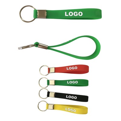 De-bossed/Color-Filled Silicone Custom Wristband w/ Keychain - .5"w