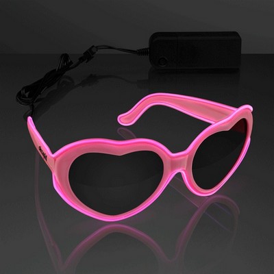 EL Wire Glowing Pink Heart Sunglasses - PRINTED