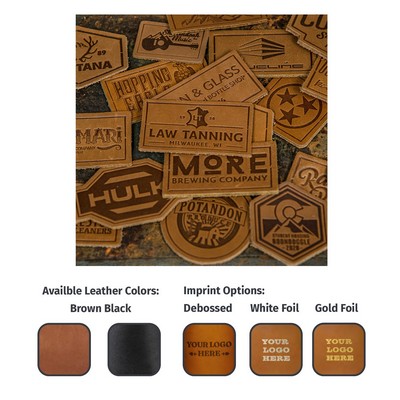 Full-Grain Leather Hat Patch size-M-100% full grain leather- foil, beboss, hot stamp Made in USA
