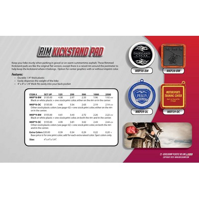 Rim Kickstand Pad (Black/White Plastic) (Rim OR Center Imprint)