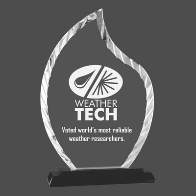 Flame Accent Glass Award on Black Base (9½")