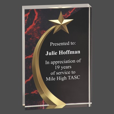 Red Marble Square Shooting Star Acrylic Award (6")