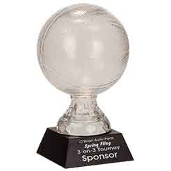 7" Glass Basketball Award with Marble Base