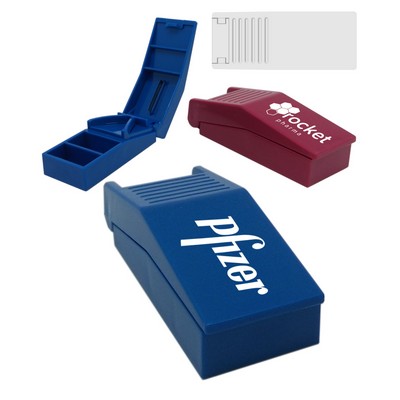 Union Printed - 2-in-1 Pill Box with Tablet/Pill Cutter/Splitter - One Color Logo