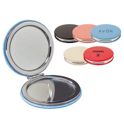 PU Leather Round Compact Mirror