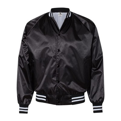 Augusta Sportswear® Satin Baseball Jacket w/Striped Trim