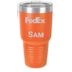 30 Oz. Polar Camel Orange Ring Neck Vacuum Insulated Tumbler w/Clear Lid