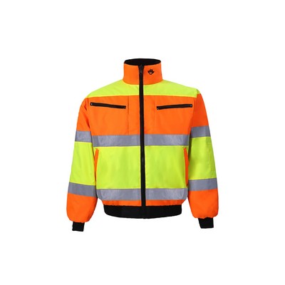 High Visibility Reversible Bomber Jacket, Class 3, Orange/Lime